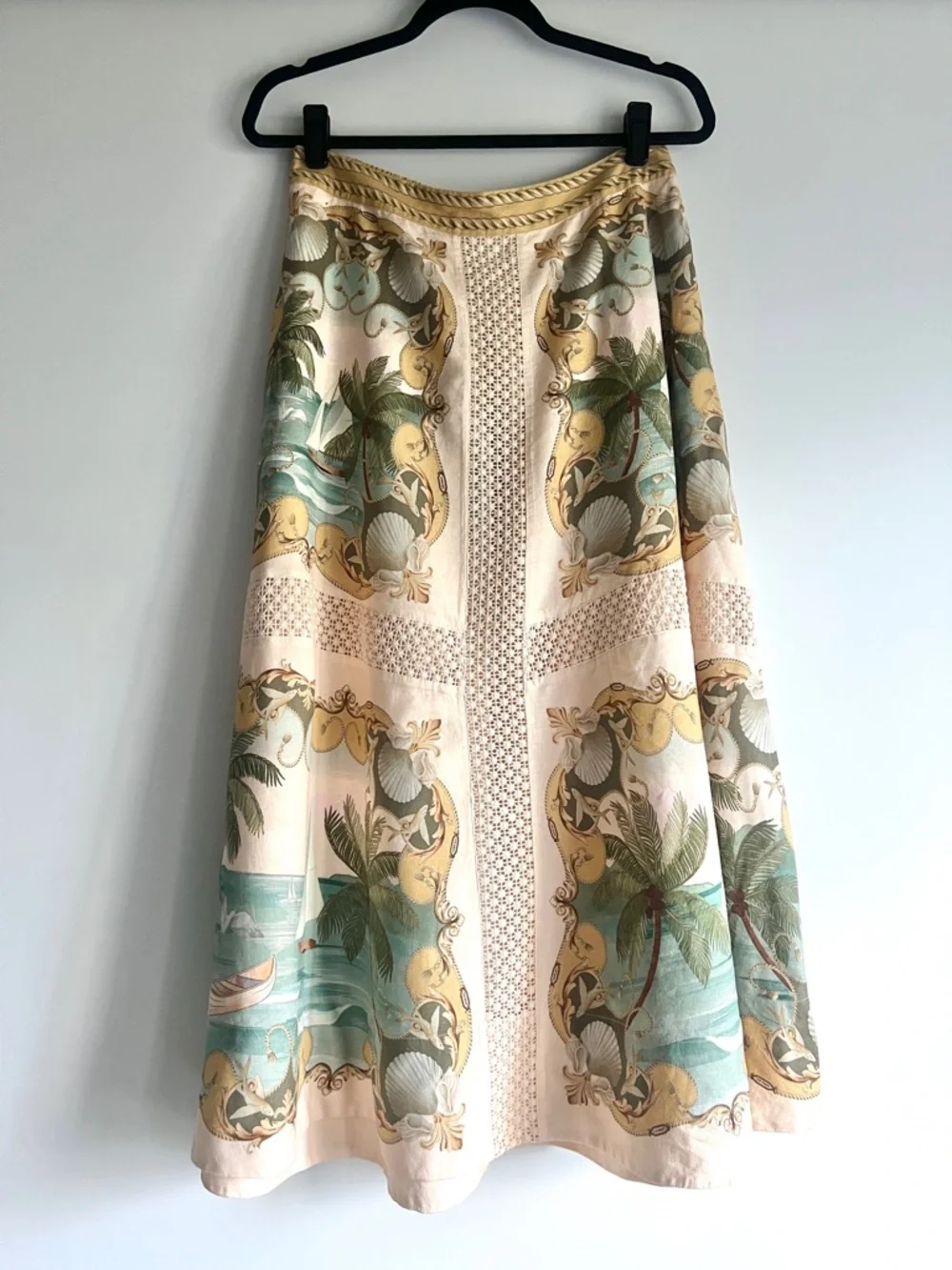 FARM Rio Sand Royal Sea Crochet Midi Skirt Size Medium NWT - Picture 5 of 15